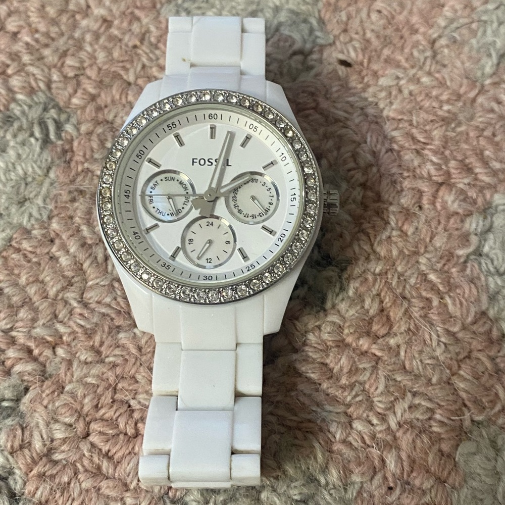 Fossil Stella white mother of pearl multifunction women’s watch
